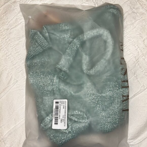 Meshki Leone One Shoulder Metallic Knit Top (large, aqua) - Picture 3 of 3